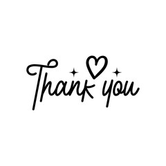 Thank you typography design on plain white transparent isolated background for card, shirt, hoodie, sweatshirt, apparel, tag, mug, icon, poster or badge