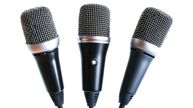Black Podcast Microphones Set on Transparent Background Generative AI