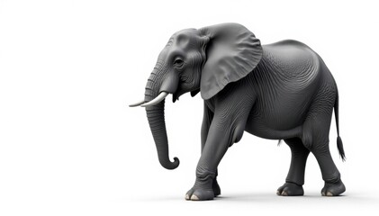 Obraz premium Grey silhouette of an elephant against white, nature, elephant, animal