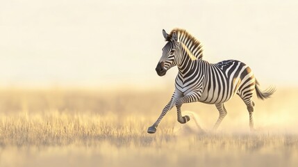 Fototapeta premium Running Zebra in the Golden Light