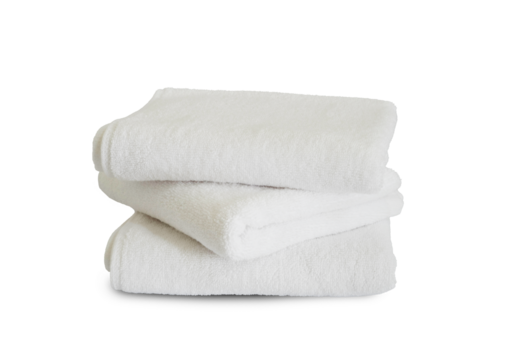 stack of white face towels isolated