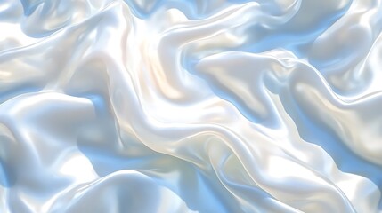 Fototapeta premium Elegant Draped Light Blue and White Silk Fabric