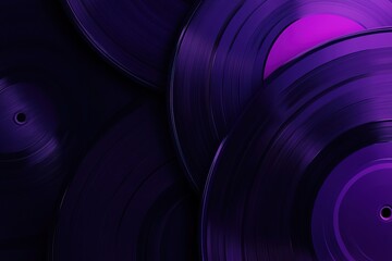 Abstract purple vinyl records layered together