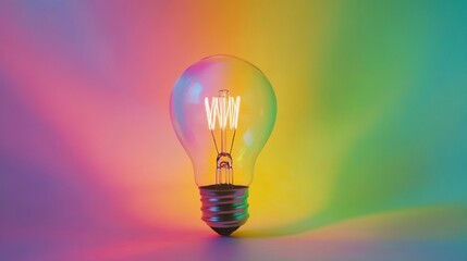 Fototapeta premium Illuminating Ideas: A Vibrant Light Bulb Against a Colorful Background