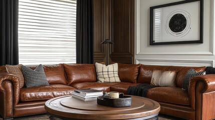 Stylish living room design modern home interior cozy atmosphere wide angle comfort