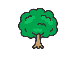 木のアイコン（線画カラー）のイラスト