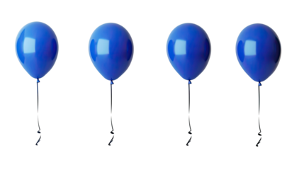 Collection of Blue Balloons on a Transparent Background Generative AI