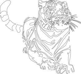 vector illustration, sketch, silhouette of a Malayan tiger