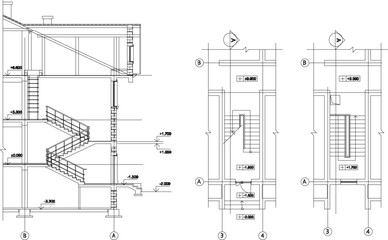 vector illustration sketch design site plan layout staircase for house with scale size