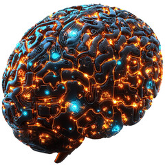 A futuristic brain design with glowing circuits, symbolizing advanced technology and intelligence.