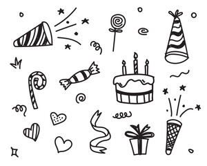 Obraz premium happy birthday element decoration doodle hand drawn.