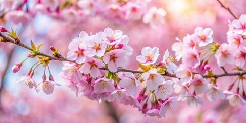 Fototapeta premium Soft focus image of cherry blossoms in full bloom during spring time, cherry blossoms, spring, flowers, pink, nature