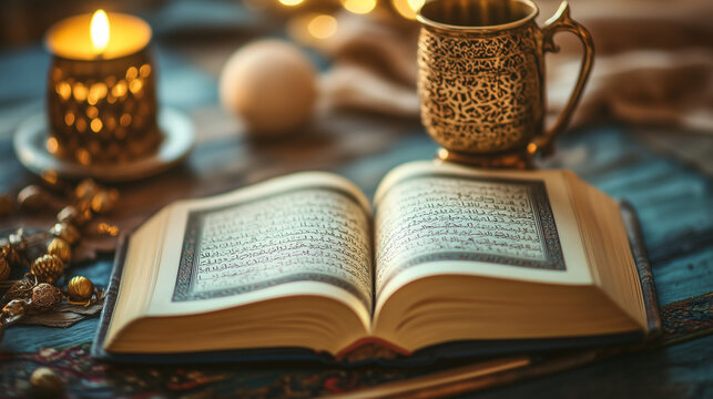 a photo of the holy book alqur'an. ai generated
