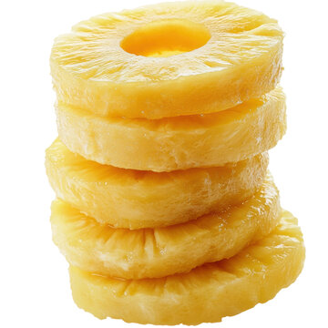Cut Pineapple slices Isolated on Transparent or blank Background, PNG
