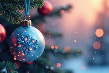 Snowflake ornament hanging from blue string, ornament, Christmas, decoration