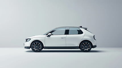 Obraz premium Minimalist Car Design: Outline with Exclamation Mark, Clean White Background, Muted Tones, Warning Vibe, No Text