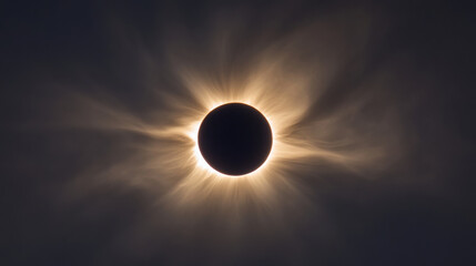 Obraz premium solar eclipse with glowing sun halo, showcasing energy spilling outward. dramatic celestial event captivates viewers with its beauty