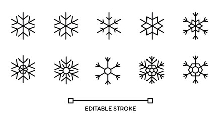 Snowflakes shape collection with editable stroke