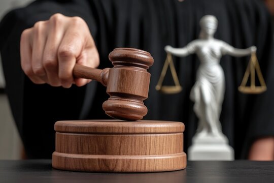 Law system - judicial process, legal court, magistrate authority, Scales of Justice, courtroom gavel, equitable governance, tribunal emblem, arbitration fairness, judge decision, lawful order.