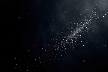 Obraz premium Abstract black canvas with scattered silver particles and cosmic dust, canvas, silver, dust