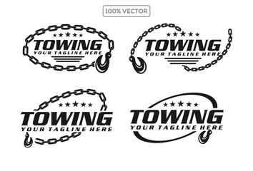 set of Tow trucks silhouette on white background