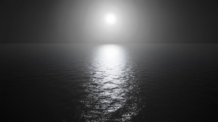 Obraz premium Bright Light Reflecting On Dark Ocean Water