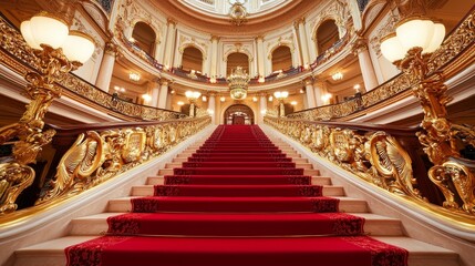 Obraz premium Wide-angle scene of the signing ceremony, vivid details of ornate furnishings and colonial architecture, historical grandeur concept