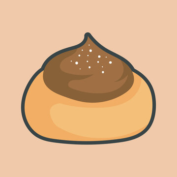 brown frosted pastry on peach background clip art preview