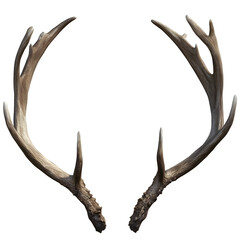 Fototapeta premium Deer Antlers with Natural Texture, Isolated on Transparent Background