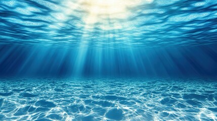 Serene underwater scene showcasing sunlight filtering through ocean waves, creating a tranquil ambiance