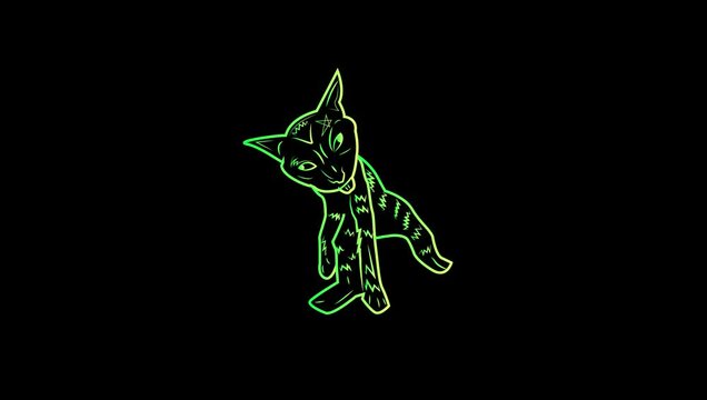 cat mewing ilustration art neon