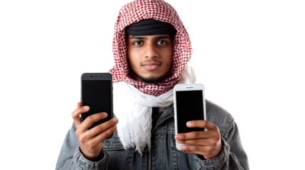 Stylish Young Men With Smartphones Generative AI