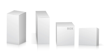 Set of Super Realistic White Box Mockup illustration Design isolated 