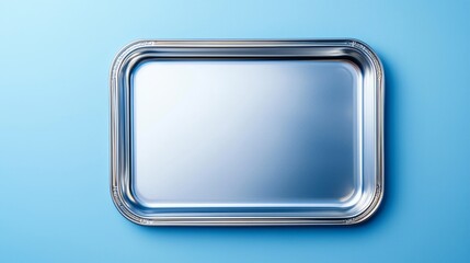 Symmetrical overhead view of an empty muffin tray, metallic texture detailed against a white background, emphasizing simplicity and professionalism