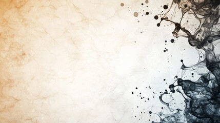 Fototapeta premium Textured old paper with dark ink splatters and grunge marks, creating a moody and artistic abstract background