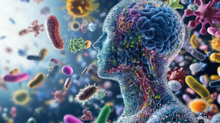 Fototapeta premium The human microbiome: a diverse ecosystem of microorganisms living in and on our bodies