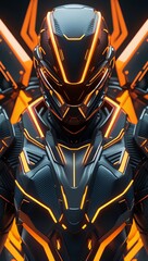 Futuristic Armored Warrior: Neon Glow