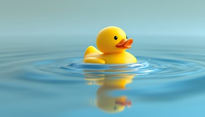 Playful Rubber Duck Floating on Water