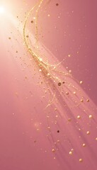 Fototapeta premium Golden Glitter Trails Across Pink Background