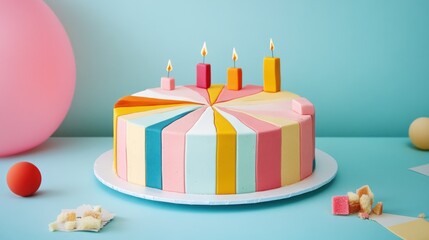 Pastel Rainbow Birthday Cake with Candles