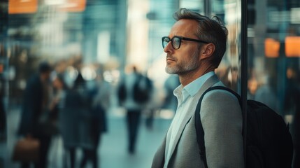 Obraz premium Contemplative Man in Urban Setting