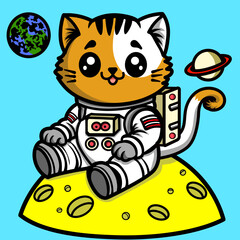 Astronaut cat sit on the moon