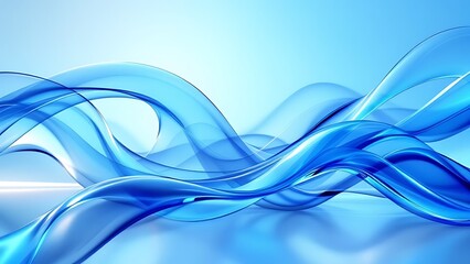 Obraz premium Blue abstract curved glass background, 3d rendering.