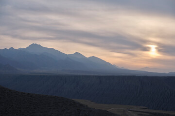 sunset at Dushanzi Grand Canyon, xinjiang, china
