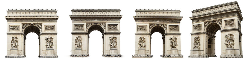 Obraz premium Arc de Triomphe in Paris – Neoclassical Architecture and Ornate Carvings – High-Quality PNG 