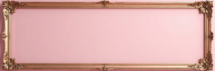 Fototapeta premium Ornate metallic frames with classic scrollwork and gilded accents against a muted blush pink backdrop, wedding decor, , luxury