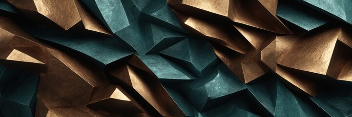 Obraz premium Abstract Gold And Teal Geometric Crystal Structure