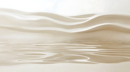 Obraz premium Abstract Beige Waves Reflecting Still Water