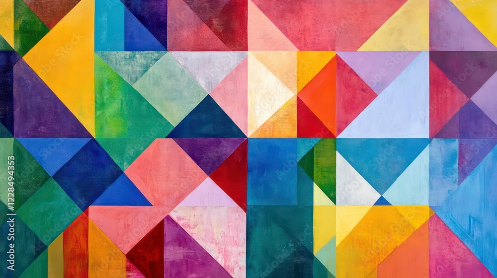 Canvas Prints vibrant geometric mosaic of interlocking colorful triangles and stripes