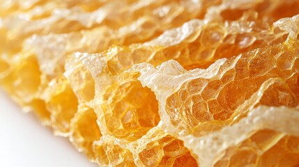 Honeycomb close-up, golden texture, sweet food